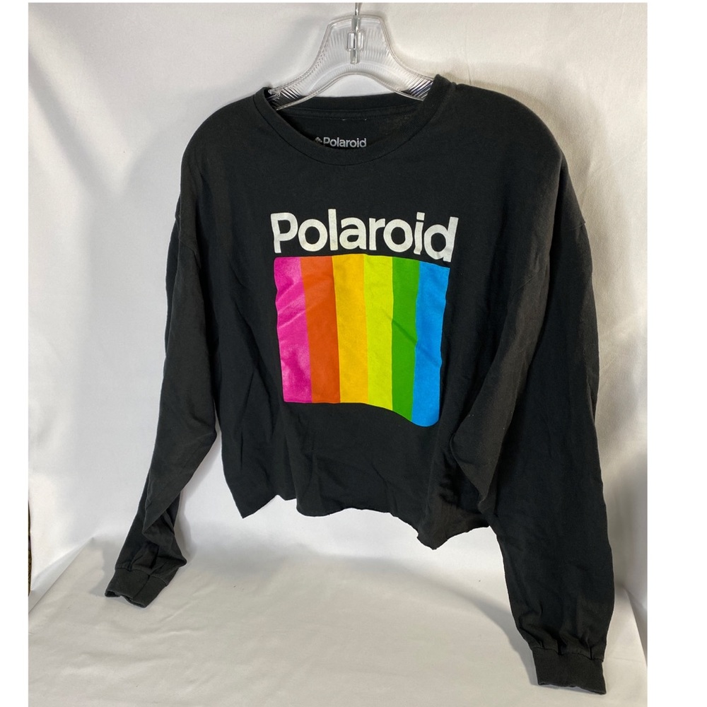 Polaroid Rainbow Cropped Black T-shirt XL